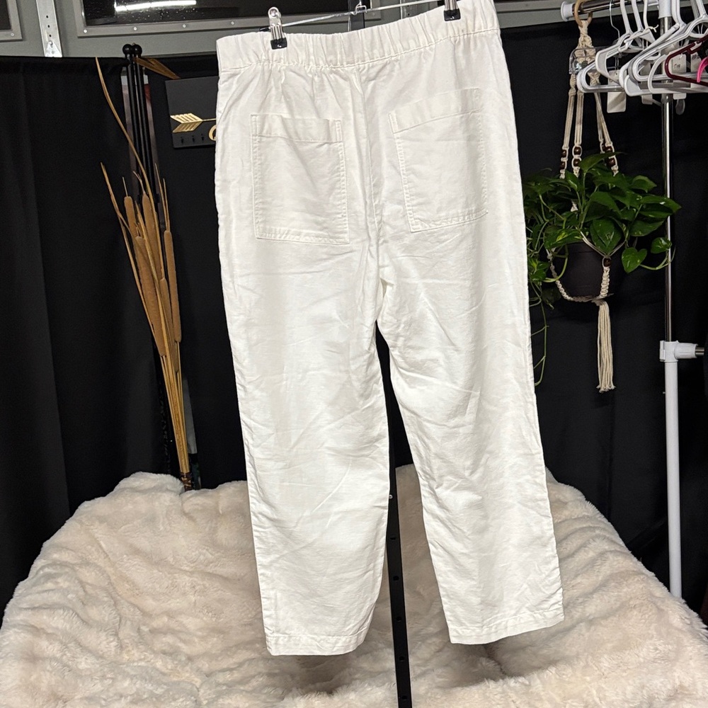 GAP Women's White Wide Leg Linen Pants - Picture 2 of 5